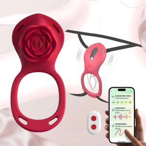 Tragbarer Rosen-Vibrator für Frauen – Couples Connect App + Fernbedienung, freihändige Klitorisstimulation, Fernspiel, körpersicheres Silikon, diskrete Verpackung | AMORA
